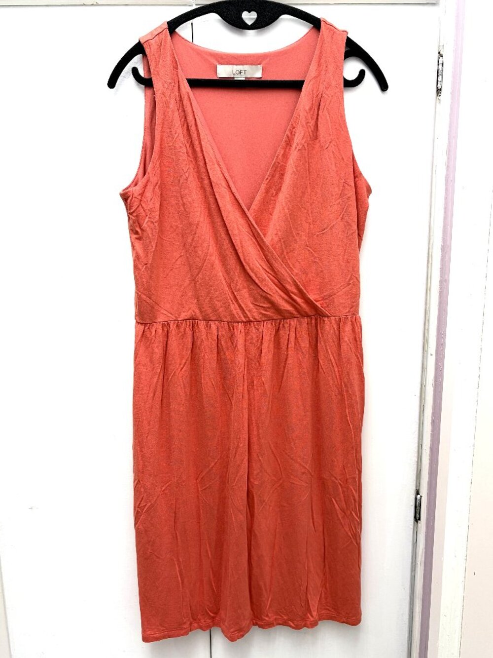 NWOT LOFT Coral Sleeveless Wrap-Front Dress Size M